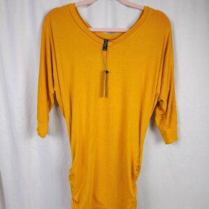 Made By Johnny Womens Small V-Neck 3/4 Sleeve Draped Dolman Side Shirring Blouse